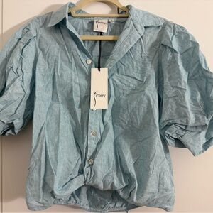 Finley Teal Oxford Blouse